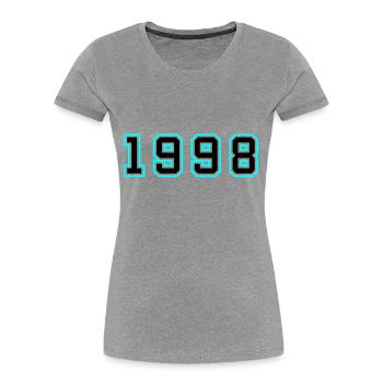 1998 Année Anniversaire - T-shirt bio Premium Femme - bleu marine - Devant - Mia (176cm)
