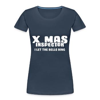 Merry x Mas Cadeau de Noël « Jingle Bells » - T-shirt bio Premium Femme - bleu marine - Devant - Mia (176cm)