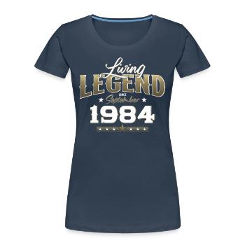 40e anniversaire Légende Septembre 1984 Volume 84 - T-shirt bio Premium Femme - bleu marine - Devant - Mia (176cm)