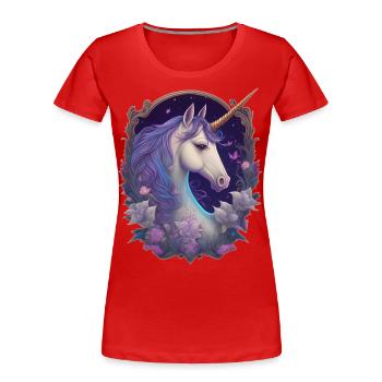 Licorne gothique Poney Magique Cheval Enchanteur - T-shirt bio Premium Femme - bleu marine - Devant - Mia (176cm)