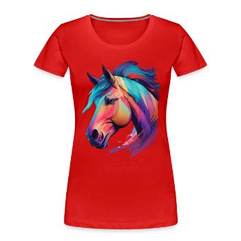 Tête de cheval de poney belle œuvre d’art pour les cavaliers - T-shirt bio Premium Femme - bleu marine - Devant - Mia (176cm)