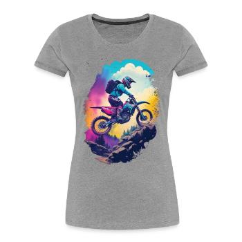 Motocross Racing Illustration Motorsport Biker - Women's Premium Organic T-Shirt - navy - Front - Mia (176cm)