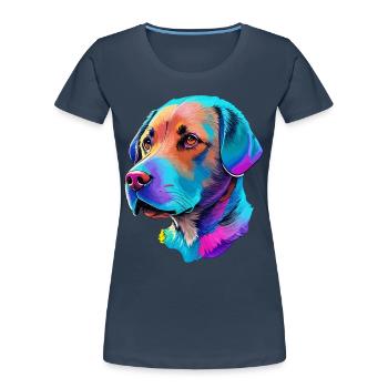 Farbenfrohe Labrador Hund Illustration Hundeliebe - Frauen Premium Bio T-Shirt - Navy - Vorne - Mia (176cm)