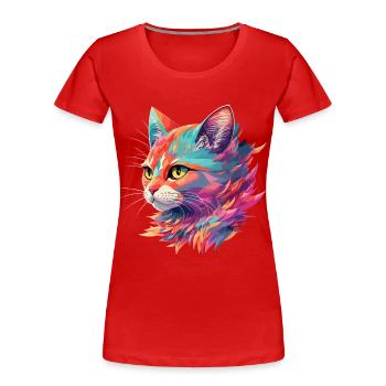 Superbe illustration de chat chat au pastel - T-shirt bio Premium Femme - bleu marine - Devant - Mia (176cm)