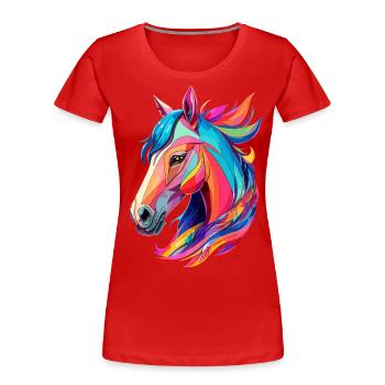 Cheval Pony Design Cheval avec des couleurs colorées - T-shirt bio Premium Femme - bleu marine - Devant - Mia (176cm)