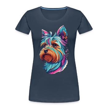 Dog Yorkshire Terrier Dogs Art Pet Yorkie - Women's Premium Organic T-Shirt - navy - Front - Mia (176cm)