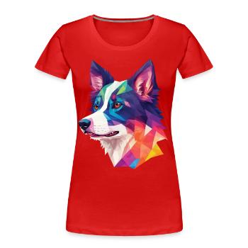 Border Collie Polygon Dogs Art Collie Dog - Women's Premium Organic T-Shirt - navy - Front - Mia (176cm)