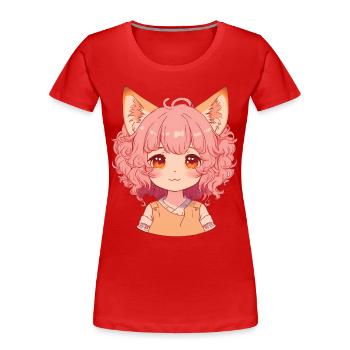 Fox Girl Kawaii Anime Foxes Manga Chibi - T-shirt bio Premium Femme - bleu marine - Devant - Mia (176cm)