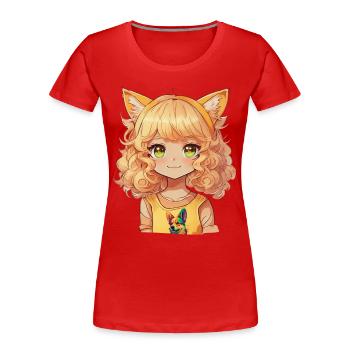 Kawaii Hunde Anime Mädchen Manga Hund Chibi - Frauen Premium Bio T-Shirt - Navy - Vorne - Mia (176cm)