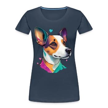 Jack Russell Terrier Dog Dog Lover Design - Women's Premium Organic T-Shirt - navy - Front - Mia (176cm)