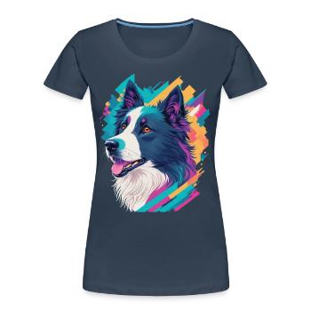Border Collie Hunde Liebe Hund Haustier Design - Frauen Premium Bio T-Shirt - Navy - Vorne - Mia (176cm)