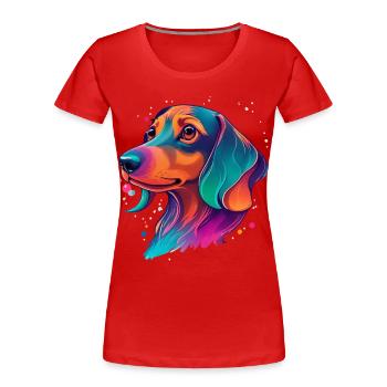 Teckel, chien, fidèle compagnon et amour pour animaux de compagnie - T-shirt bio Premium Femme - bleu marine - Devant - Mia (176cm)