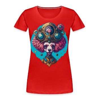 Funny Steampunk Poodle Vintage Dog Design - Women's Premium Organic T-Shirt - navy - Front - Mia (176cm)