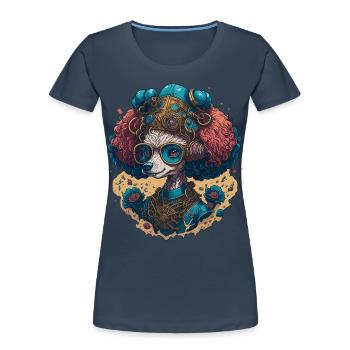 Steampunk Pudel - Retro Mechanik Hund Haustier - Frauen Premium Bio T-Shirt - Navy - Vorne - Mia (176cm)