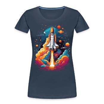 Space Shuttle Astronaut Rocket Space Adventure - Women's Premium Organic T-Shirt - navy - Front - Mia (176cm)