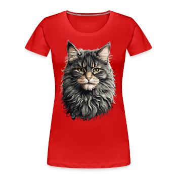 Maine-Coon-Katze Elegantes Katzen Design - Frauen Premium Bio T-Shirt - Navy - Vorne - Mia (176cm)