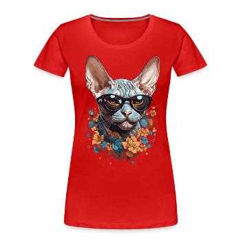 Stilvolle Sphinx Katze Design für Katzenliebhabe - Frauen Premium Bio T-Shirt - Navy - Vorne - Mia (176cm)