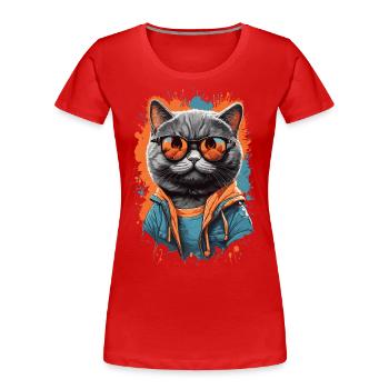 Cool British Short Hair Cat Cats Design - T-shirt bio Premium Femme - bleu marine - Devant - Mia (176cm)