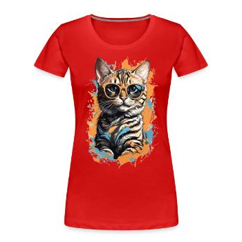 Bengalische Katze Coole Hauskatze Katzen - Frauen Premium Bio T-Shirt - Navy - Vorne - Mia (176cm)