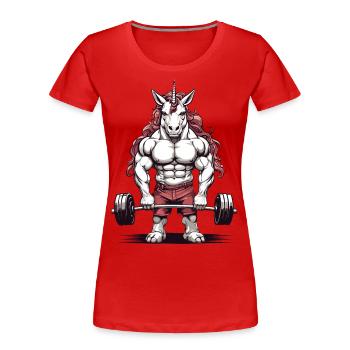 Unicorn Bodybuilder Cool Fitness Muscle Design - Women's Premium Organic T-Shirt - navy - Front - Mia (176cm)