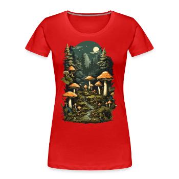 Magische Pilznacht ein Retro Pilzsammler Design - Frauen Premium Bio T-Shirt - Navy - Vorne - Mia (176cm)