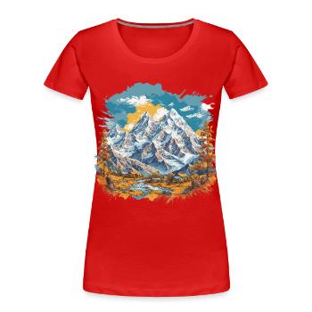Atemberaubendes Naturpanorama Wandern & Berge - Frauen Premium Bio T-Shirt - Navy - Vorne - Mia (176cm)