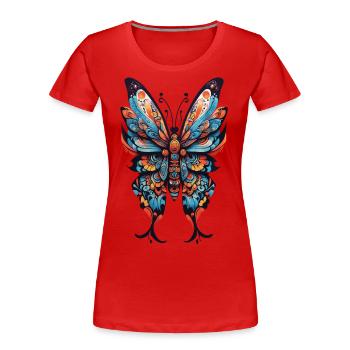 Mandala Magic Papillon Spirituel - T-shirt bio Premium Femme - bleu marine - Devant - Mia (176cm)