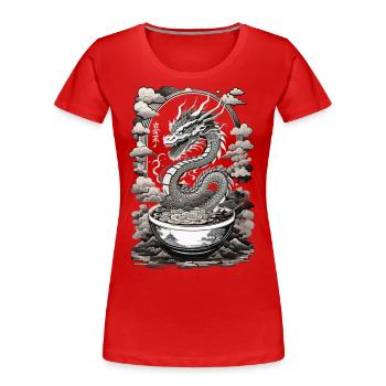 Drache aus Ramen Suppe Ukiyo-E Japan Kunststil - Frauen Premium Bio T-Shirt - Navy - Vorne - Mia (176cm)