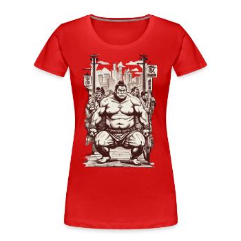 Sumo Vintage Kanji Characters and Martial Arts Design - Women's Premium Organic T-Shirt - navy - Front - Mia (176cm)