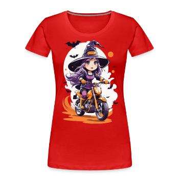Anime Stil Motocross Hexe Halloween Biker - Frauen Premium Bio T-Shirt - Navy - Vorne - Mia (176cm)