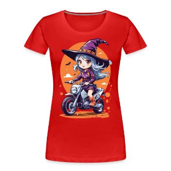 Anime Witch Biker Halloween Special - Women's Premium Organic T-Shirt - navy - Front - Mia (176cm)
