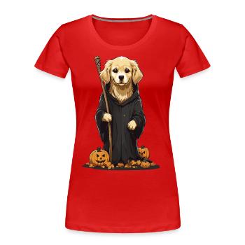 Golden Retriever Sorcier Chiens Mignons Halloween - T-shirt bio Premium Femme - bleu marine - Devant - Mia (176cm)
