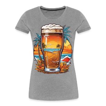 Buveur de bière amour en vacances bière bière verre Design - T-shirt bio Premium Femme - bleu marine - Devant - Mia (176cm)