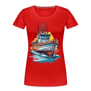 Fisherman Boat Fishing Trip and Adventure Fishing - Women's Premium Organic T-Shirt - navy - Front - Mia (176cm)