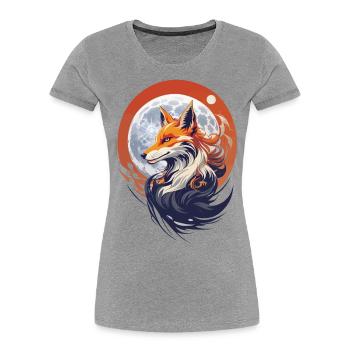 Mystic Fox in Moonlight Fantasy Kitsune - Women's Premium Organic T-Shirt - navy - Front - Mia (176cm)