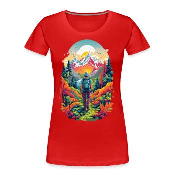 Aesthetics of the mountains Hiking Adventure in nature - Women's Premium Organic T-Shirt - navy - Front - Mia (176cm)