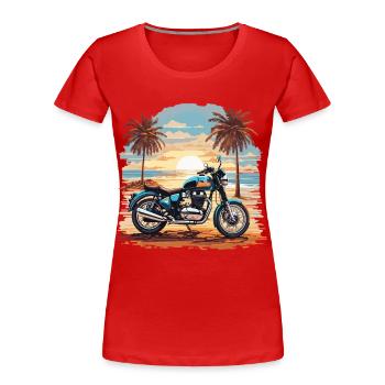 Motorcycle Beach Vintage Trip Biker Design - Women's Premium Organic T-Shirt - navy - Front - Mia (176cm)