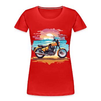 Moto rétro Aventure Moto Motard - T-shirt bio Premium Femme - bleu marine - Devant - Mia (176cm)