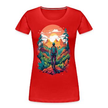 Nature Adventure Hiking in Forest and Mountains Design - Women's Premium Organic T-Shirt - navy - Front - Mia (176cm)