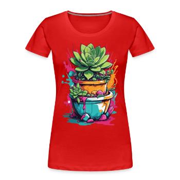 Urban Streetwear Sukkulenten Pflanzen Pracht - Frauen Premium Bio T-Shirt - Navy - Vorne - Mia (176cm)