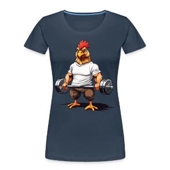 Muscle Bodybuilding Fitness Fun Design - Women's Premium Organic T-Shirt - navy - Front - Mia (176cm)