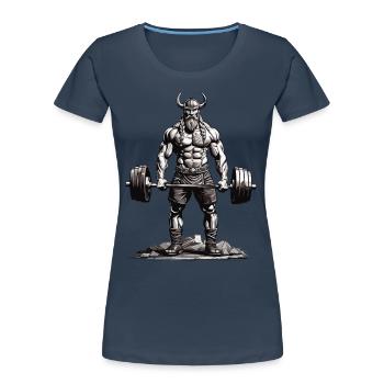 Wikinger Bodybuilder Fitness Ästhetik - Frauen Premium Bio T-Shirt - Navy - Vorne - Mia (176cm)