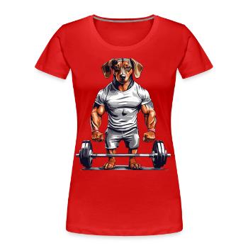 Muscle Dachshund Bodybuilder Dog Love Dog Design - Women's Premium Organic T-Shirt - navy - Front - Mia (176cm)