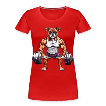 Muscle Boxer Dog Athletic Fitness Design - Women's Premium Organic T-Shirt - navy - Front - Mia (176cm)