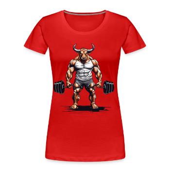 Taureau Musculation Fitness Musculation Conception de musculation - T-shirt bio Premium Femme - bleu marine - Devant - Mia (176cm)