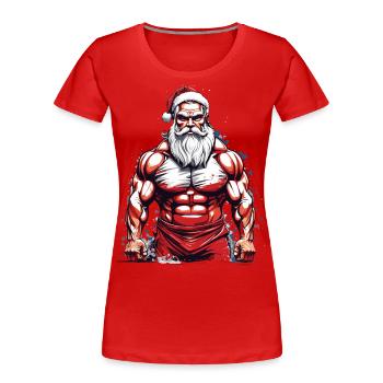 Bodybuilding Santa Christmas Workout - Women's Premium Organic T-Shirt - navy - Front - Mia (176cm)