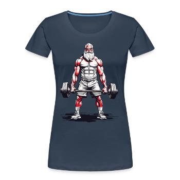 Senior Musculation Musculation Grand-père Force - T-shirt bio Premium Femme - bleu marine - Devant - Mia (176cm)