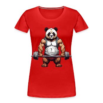 Funny Panda Bear Bodybuilder Fitness Design - Women's Premium Organic T-Shirt - navy - Front - Mia (176cm)