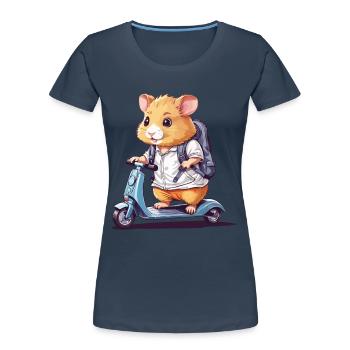 Élèves de hamster sur la conception de la voie de l’école de scooter - T-shirt bio Premium Femme - bleu marine - Devant - Mia (176cm)