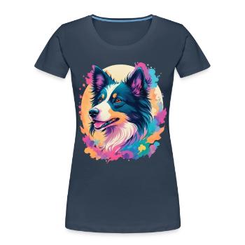 Border Collie Hund Eleganz für Hundefans - Frauen Premium Bio T-Shirt - Navy - Vorne - Mia (176cm)